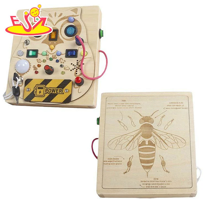 Kids Montessori Sensory Electric Wooden Busy Board With Light Switch W12D623
